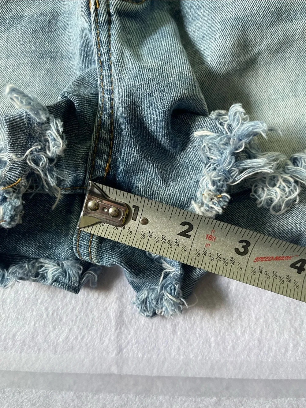 KanCan Faded Light Blue High-Rise Distressed Denim Shorts